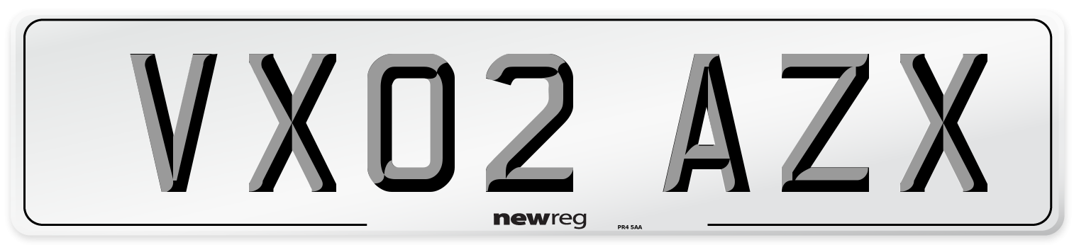 VX02 AZX Number Plate from New Reg